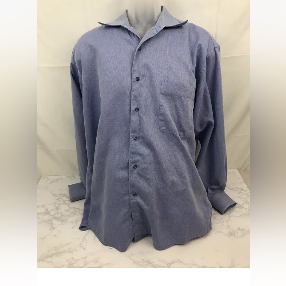 Chas Reed and Co Single Needle Long Sleeve Button Down Shirt Mens L 16.5 Blue O﻿